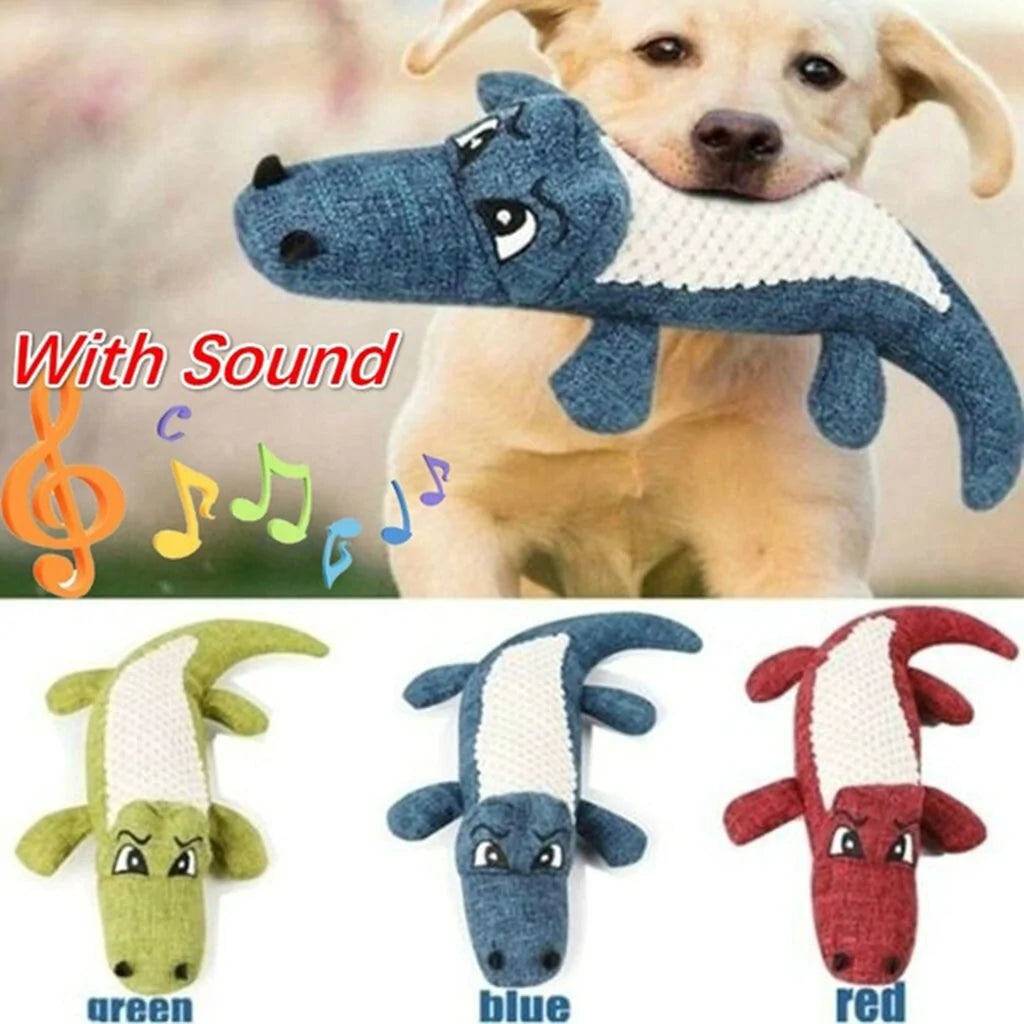 Linen Plush Crocodile Dog Toy